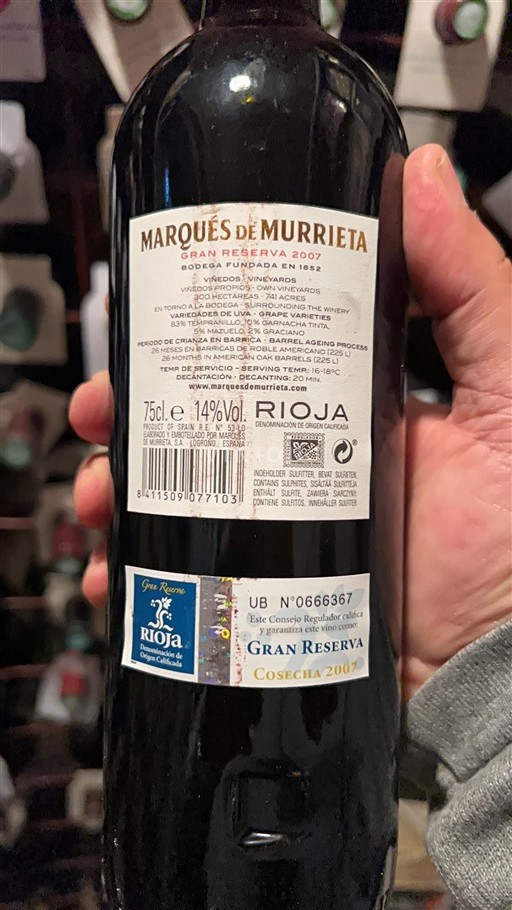 La Rioja Rioja Marqués de Murrieta Gran Reserva 2007