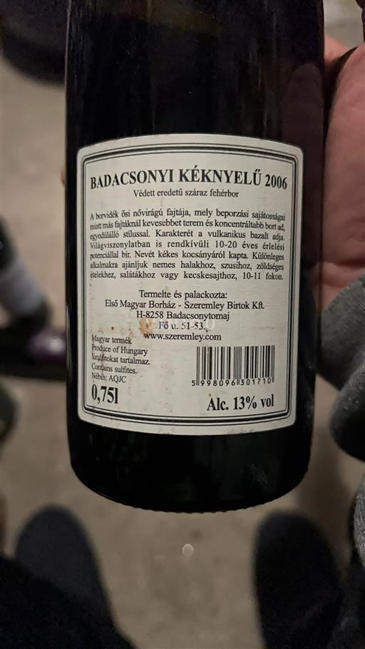 Badacsony Badacsonyi Kéknyelu Szeremley Birtok Huba 2006