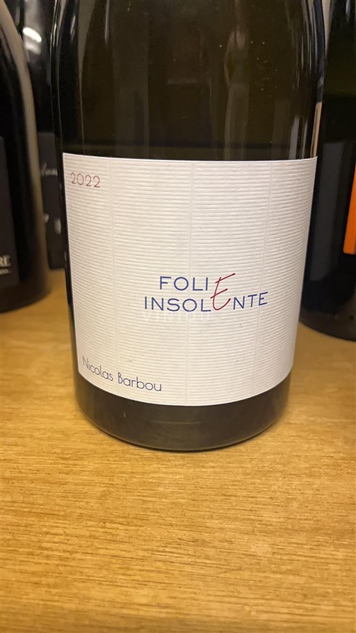 Údolí Loiry Touraine Nicolas Barbou Folie Insolente 2022
