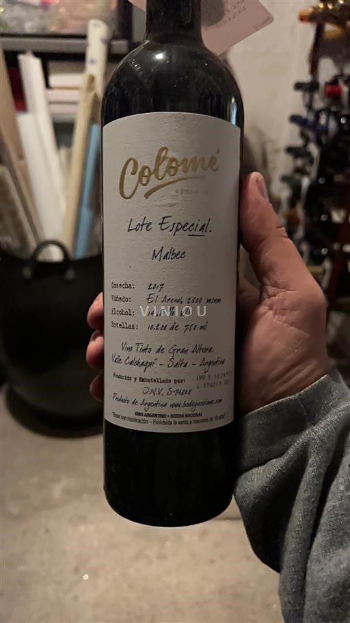 Vin Rouge sec Lote Especial Colomé 2017 Argentine Salta