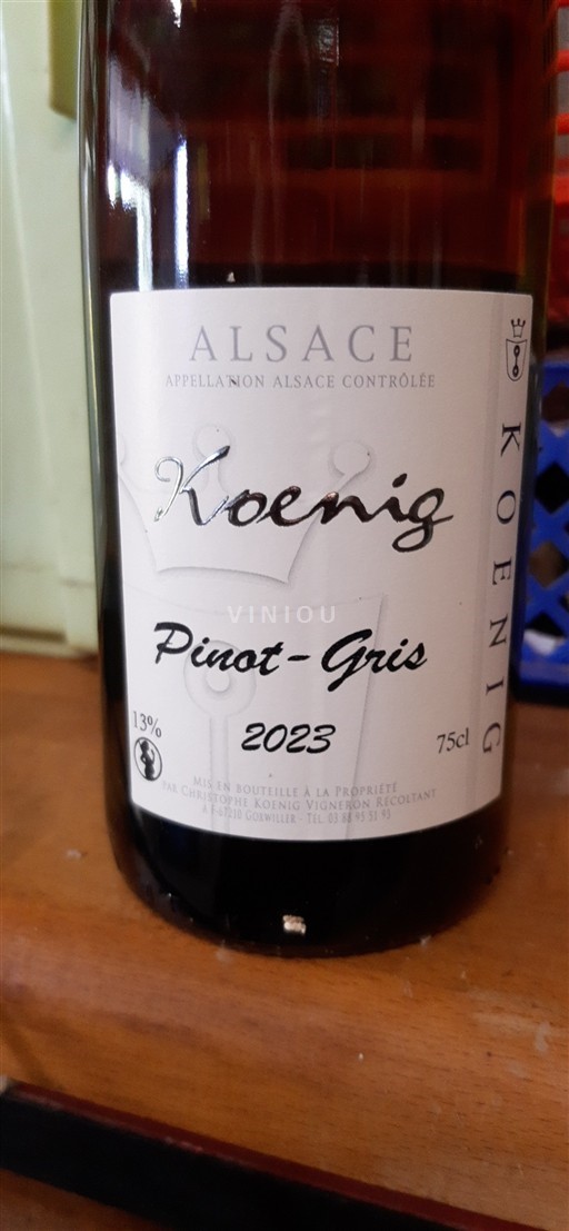 Vin Blanc sec Pinot Gris Koenig 2023 France Alsace Vin de France Grand Cru