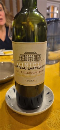 Vin Rouge sec Château Lapelletrie 2020 France Bordeaux Saint-Émilion Grand Cru AOC Grand Cru