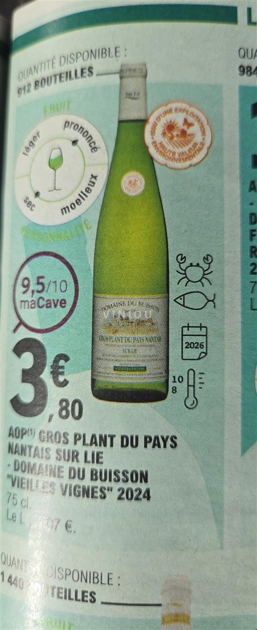 Loiretal Grosplant aus dem Nantais Domaine Buisson Vieilles Vignes 2024