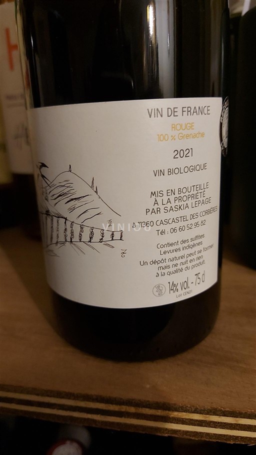 Vin Rouge sec Coup d'Envoi Saskia Lepage 2021 France Languedoc Vin de France bio