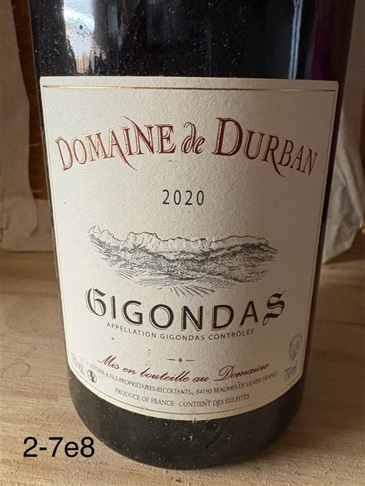 Rhônetal Gigondas Domaine Durban 2020