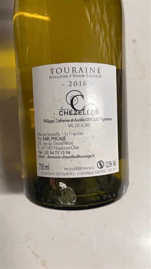 Údolí Loiry Touraine Domaine Des Chézelles Sauvignon 2016