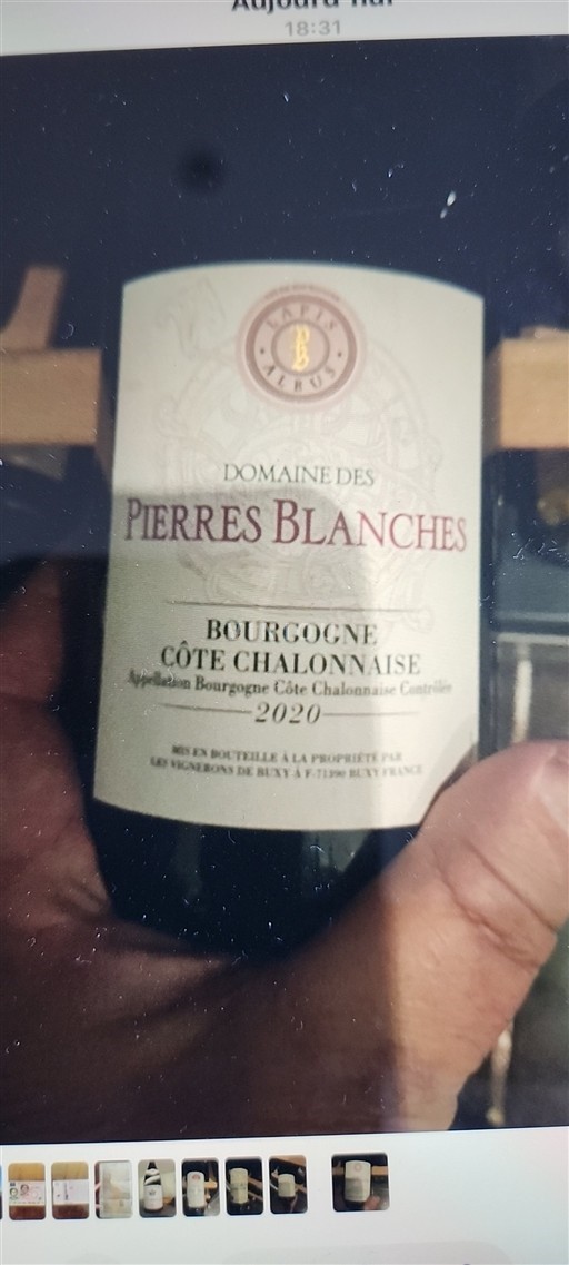 Vin Rouge sec Domaine Des Pierres Blanches 2020 France Bourgogne Bourgogne-côte-chalonnaise AOC