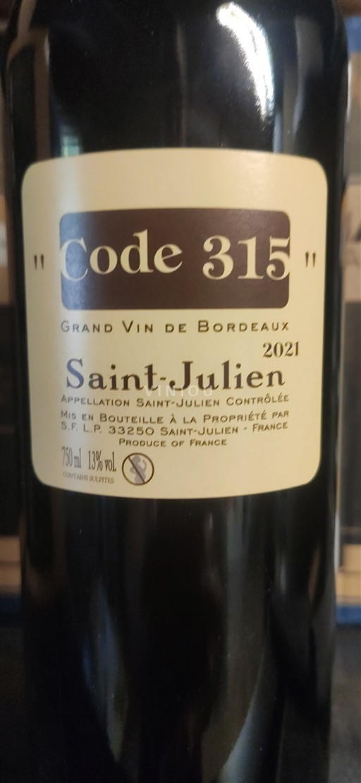 Bordeaux Saint-Julien Château Léoville Poyferré Code 315 2021