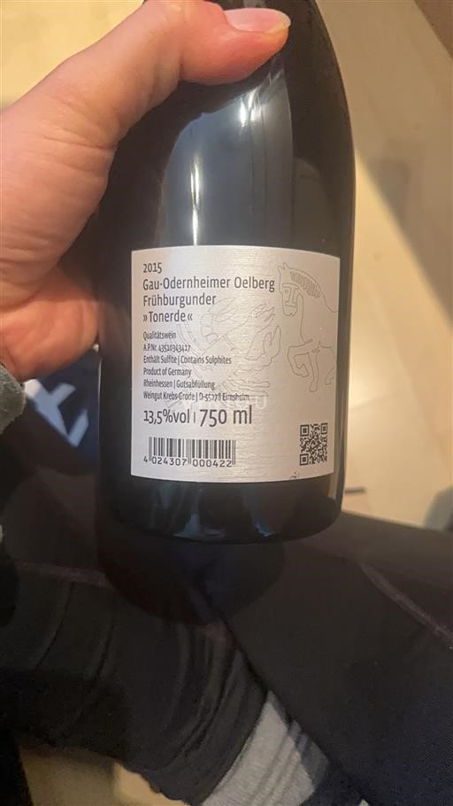 Vin Rouge sec Tonerde Weingut Krebs-Grode 2015 Allemagne Rheinhessen