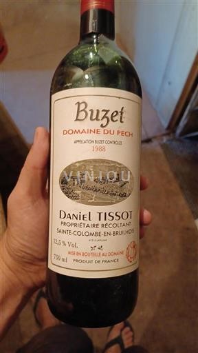 Vin Rouge sec Domaine Pech 1988 France Sud-Ouest Buzet AOC