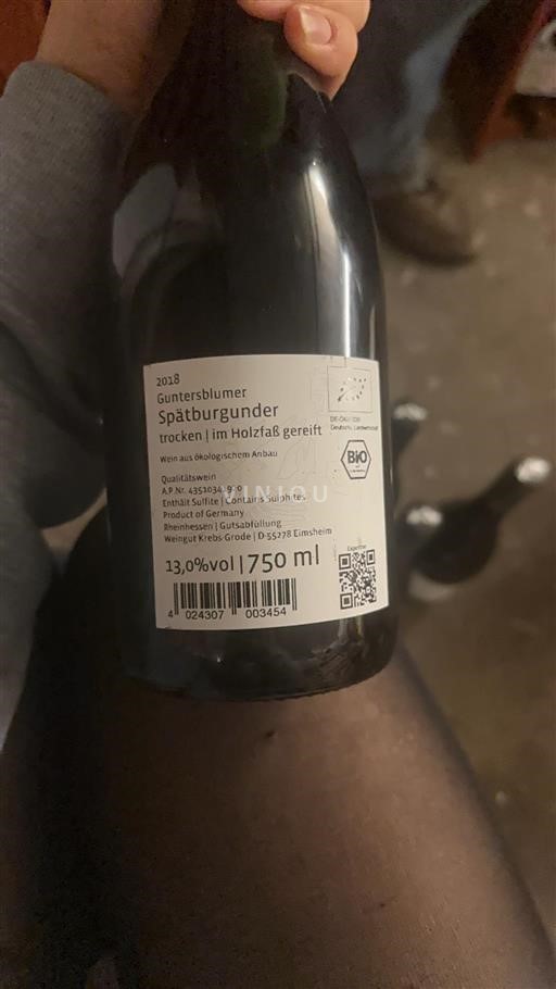 Rheinhessen Not Specified Weingut Krebs-Grode Guntersblumer Spätburgunder 2018