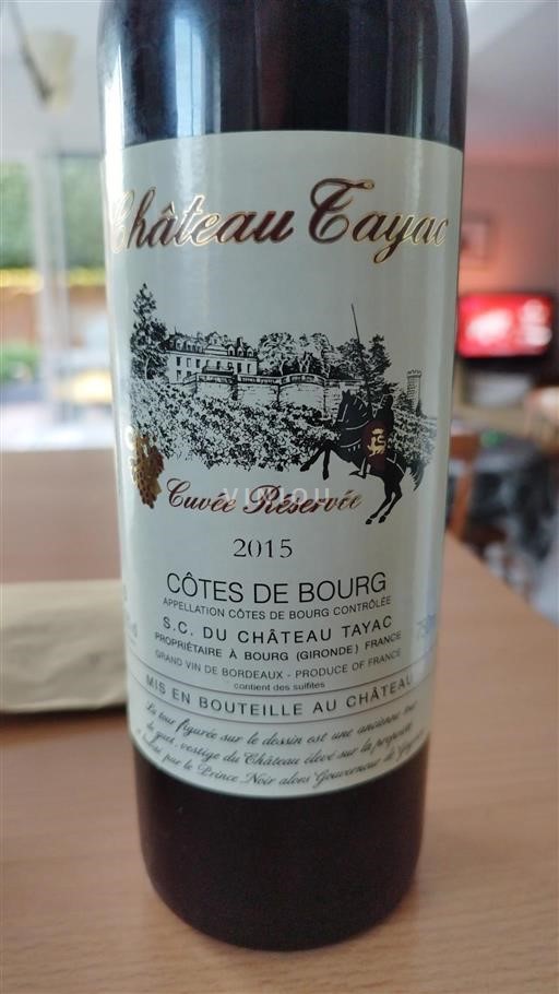 Burdeos Côtes-de-bourg Château Tayac Réservée 2015