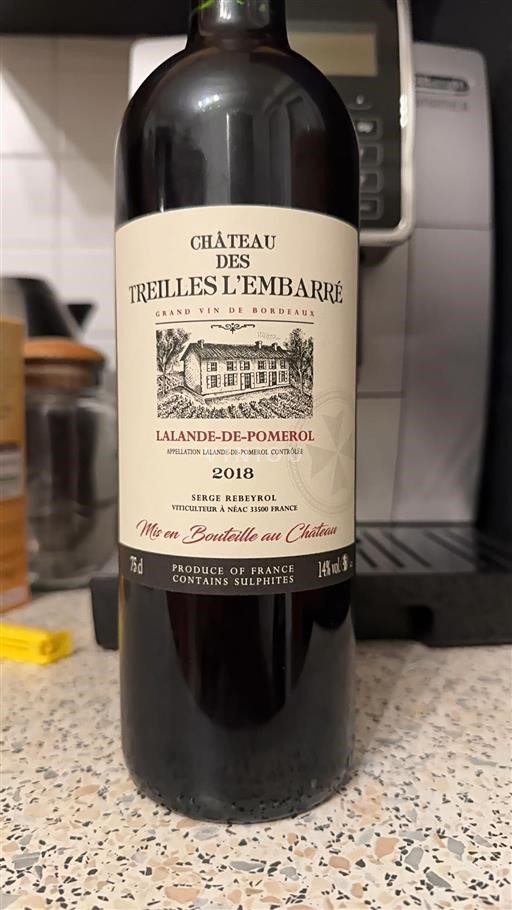 Bordeaux Lalande-de-Pomerol Château Des Treilles L'Embarré 2018