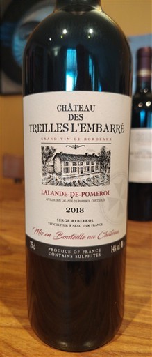 Bordeaux Lalande-de-pomerol Château Des Treilles L'Embarré 2018
