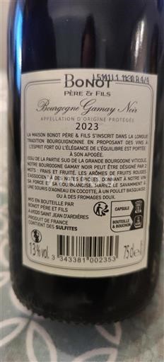 Vin Rouge sec Tradition Bonot Père & Fils 2023 France Bourgogne AOC Grand Cru