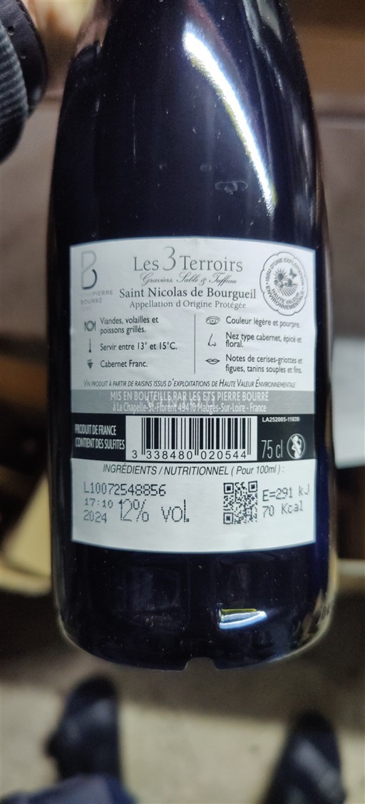 Loirevallei Saint-Nicolas-De-Bourgueil Bonnin Piere Bourré Les 3 Terroirs 2024
