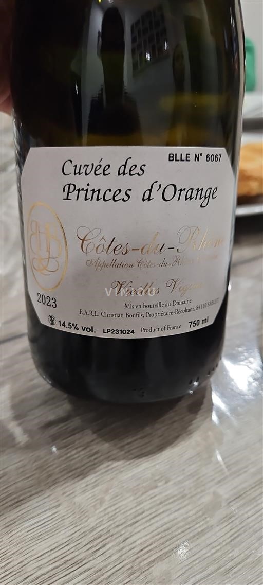 Thung lũng Rhône Côtes-du-rhône Cuvée des Princes Orange 2023