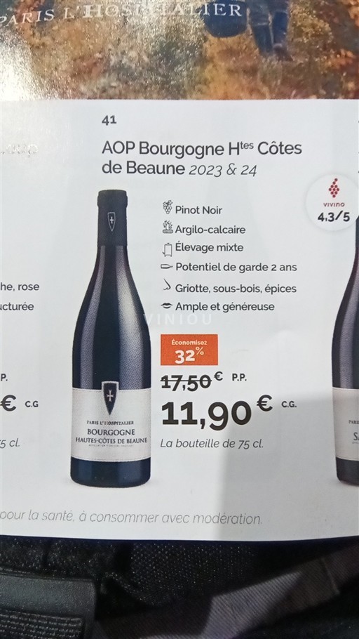 Burgund Hautes Côtes de Beaune Parés l'Hospitalier 2023
