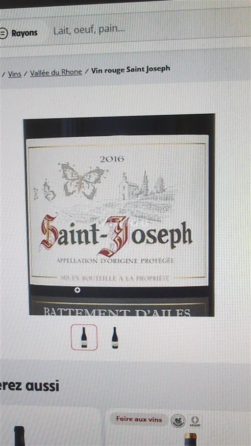 Vin Rouge sec Battement Ailes 2016 France Vallée du Rhône Saint-Joseph AOC