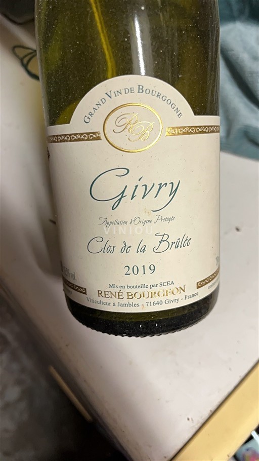 Burgundi Givry René Bourgeon Clos de la Brûlée 2019