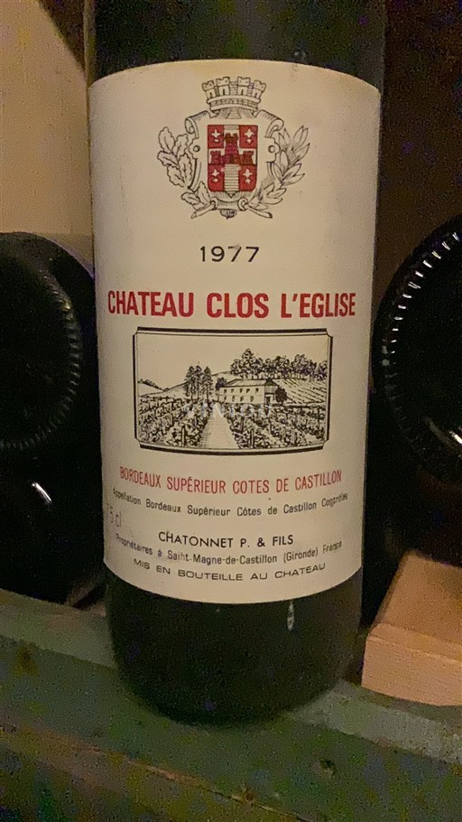 Bordeaux Ikke specificeret Château Clos L'Eglise 1977