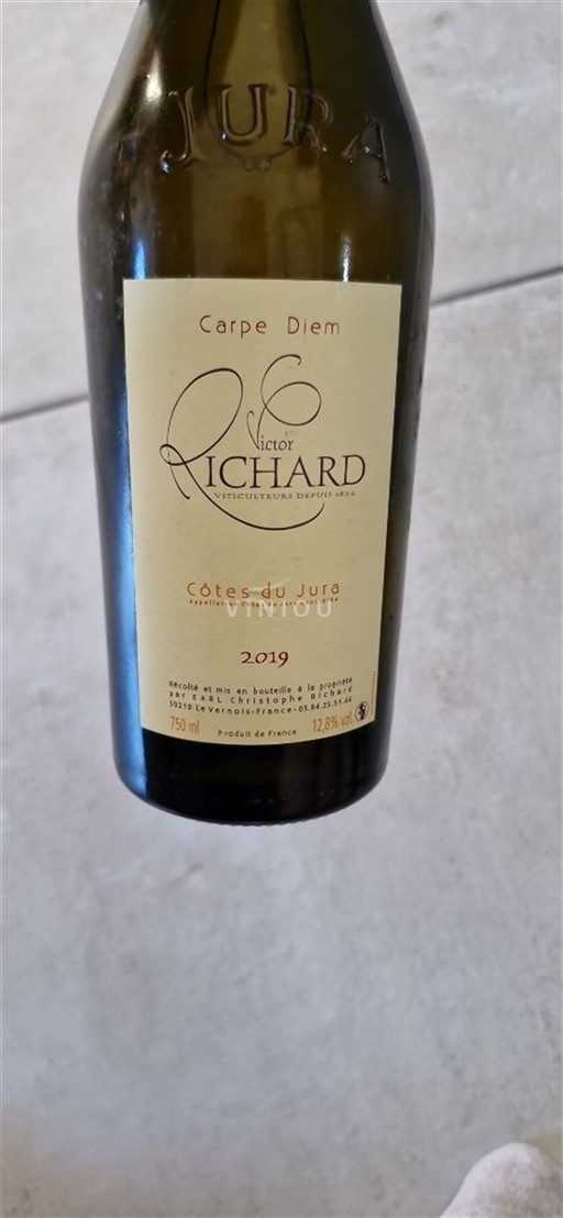 Vin Blanc sec Carpe Diem Victor Richard 2019 France Jura Côtes-du-jura AOC