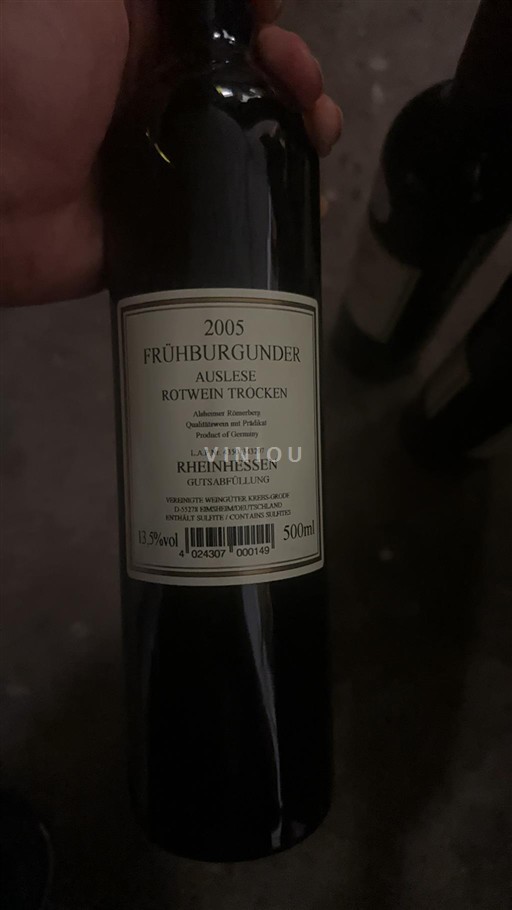 Rheinhessen Not Specified Vereinigte Weingüter Krebs-Grode Frühburgunder 2005
