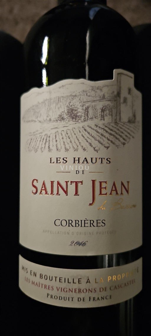 Languedoc Corbières Les Maîtres Vignerons de Cascastel Les Hauts de Saint Jean 2016
