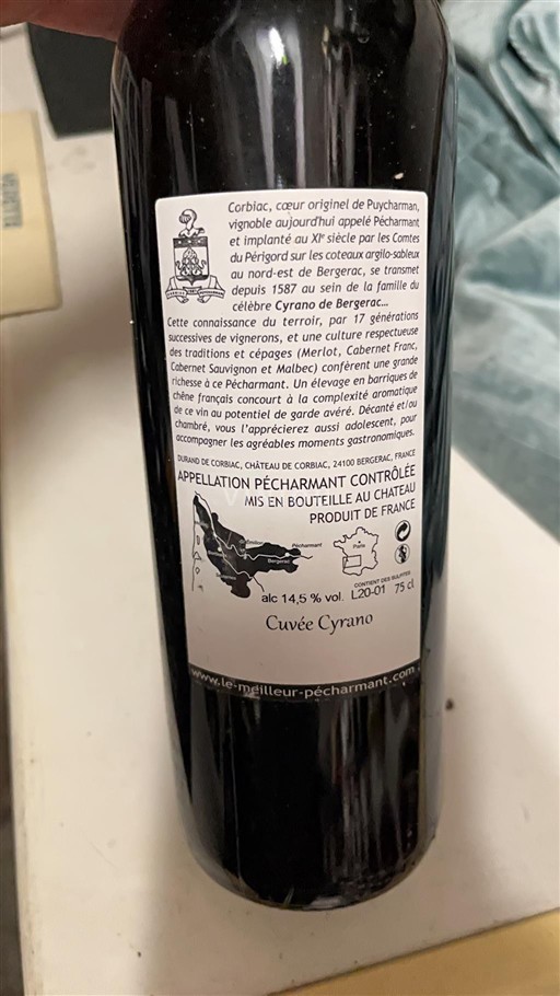 Sud-Ovest Pécharmant Château Corbiac Cyrano 2015