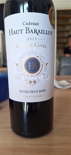 Vin Rouge sec Grande Cuvée Château Haut Baraillot 2023 France Bordeaux Entre-deux-mers AOC hve