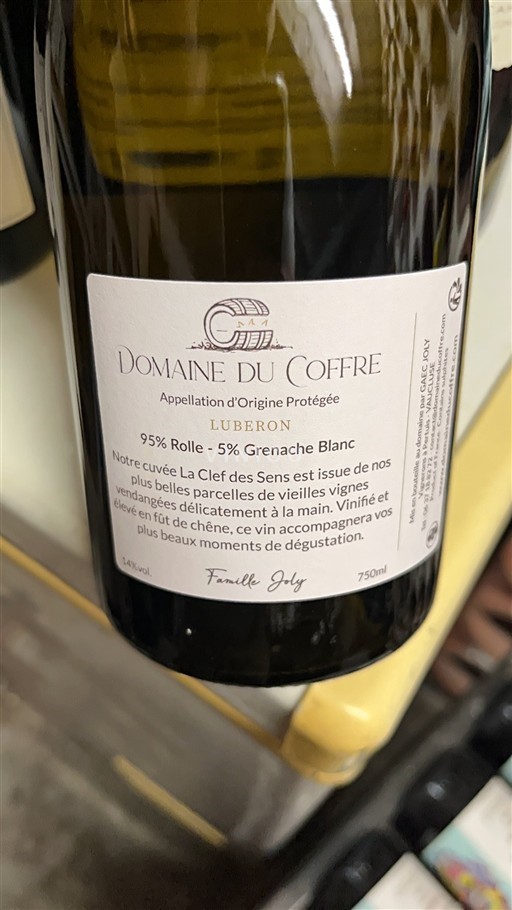 Rhônevallei Luberon Domaine Coffre La Clef des Sens 2023