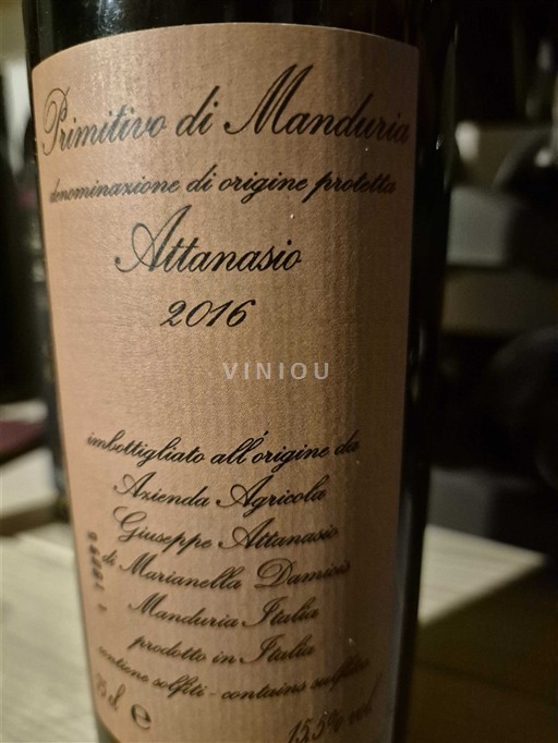 Apulia Primitivo di Manduria Attanasio 2016