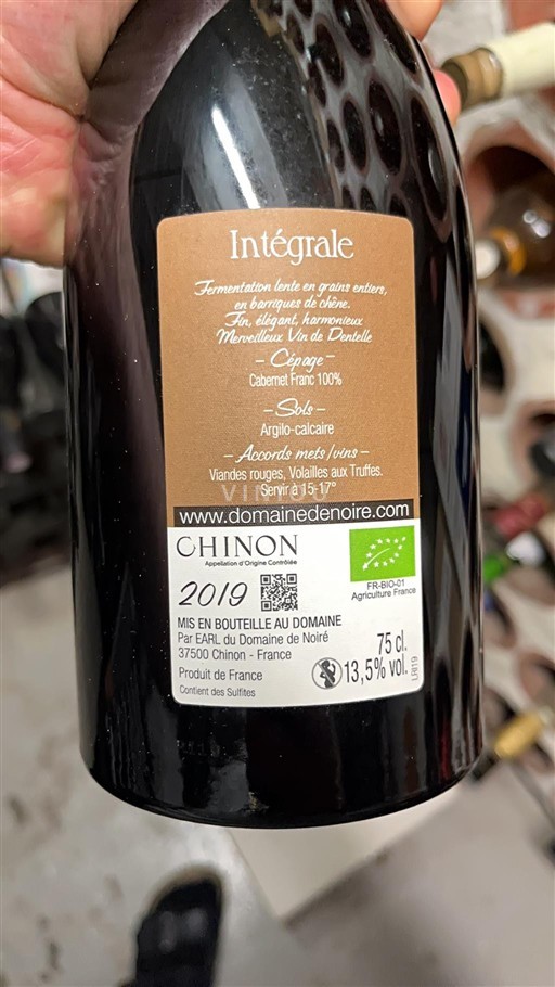 Loiredalen Chinon Domaine Noiré Intégrale 2019