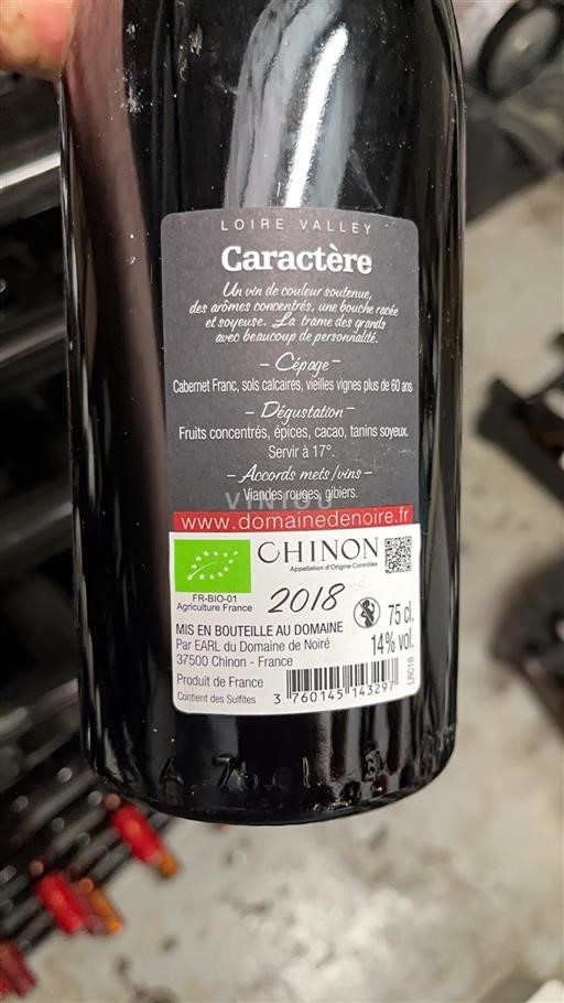 Loiredalen Chinon Domaine Noiré Caractère 2018