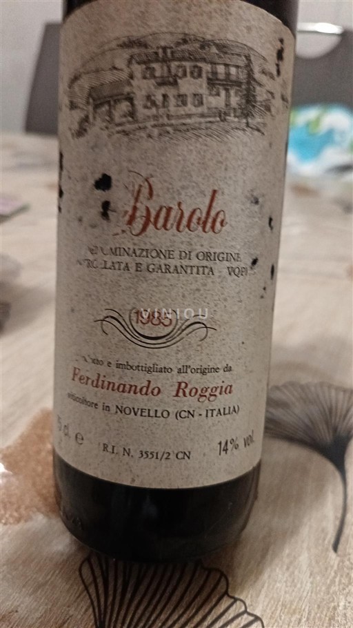 Piedmont Wines Barolo Ferdinando Roggia 1985