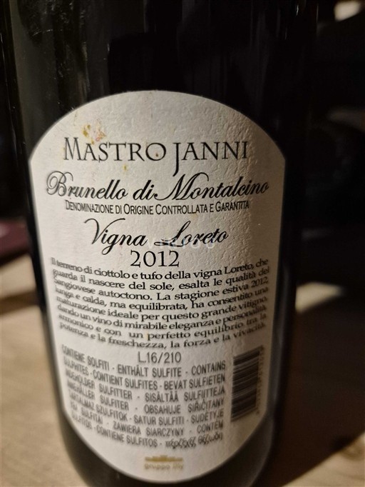 Tuscan Wines Brunello di Montalcino Mastrojanni Vigna Loreto 2012
