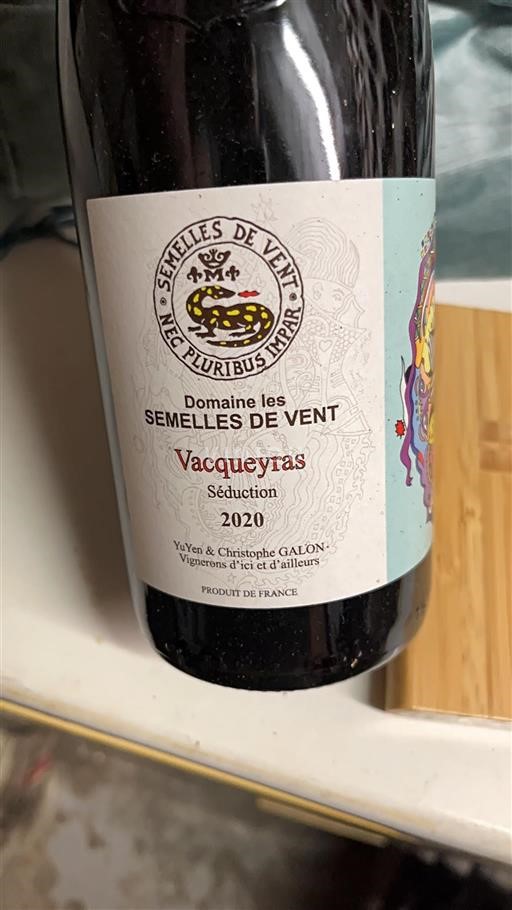 Rhône-dalen Vacqueyras Les Semelles de Vent Séduction 2020