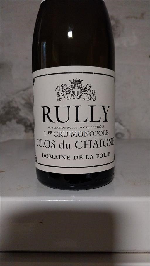 Burgundi Rully Premier Cru Domaine La Folie Clos du Chaigne Ei vuosikertaa