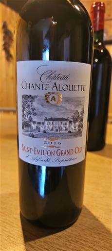 Burdeos Saint-Émilion Gran Cru Grand Cru Château Chante Alouette 2016
