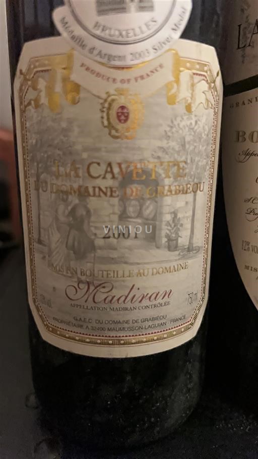 Sudoeste Madiran Domaine Grabiéou La Cavette 2001