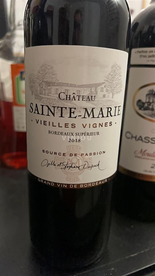 Bordeaux Bordeaux Supérieur Château Sainte-Marie Vieilles Vignes 2018