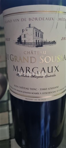 Bordeaux Margaux Château Grand Soussans 2022