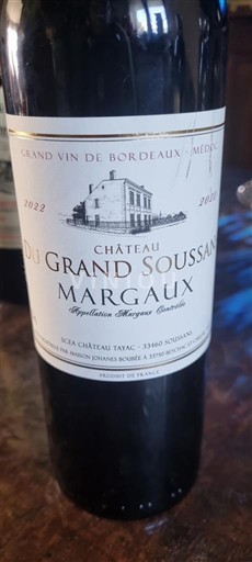 Bordeaux Margaux Château Grand Soussans 2022