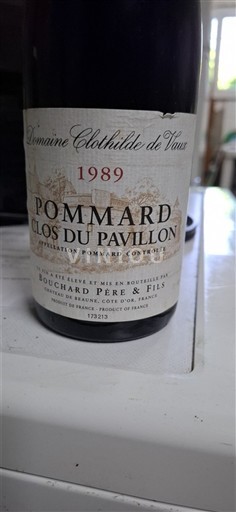 Burgundi Pommard Domaine Clotilde de Vaux Clos du Pavillon 1989
