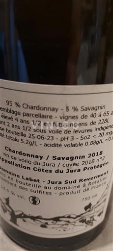 Vin Blanc sec Jura Sud Revermont Les singuliers Domaine Labet 2018 France Jura Côtes-du-jura AOC vin_jaune