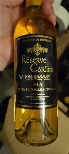 Bordeaux Sauternes Réserve Cartier 2019
