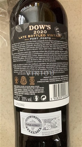 Portugal Oporto Dow's Late Bottled Vintage 2020