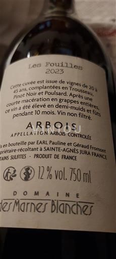 Jura Arbois Domaine Des Marnes Blanches Les Fouilles 2023
