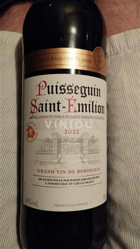 Bordeaux Puisseguin-saint-émilion Cave Augustin Florent 2022