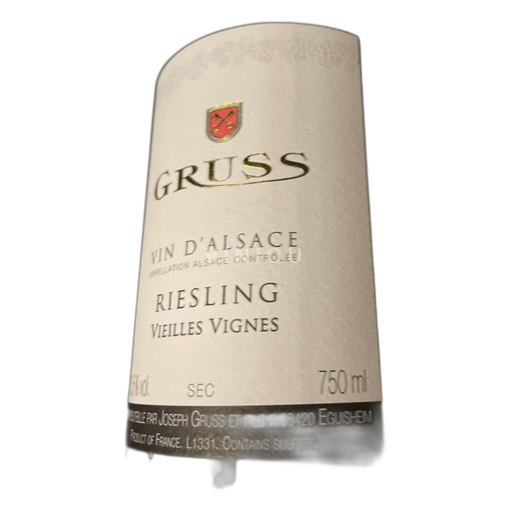 Vin Blanc sec Vieilles Vignes Gruss 2021 France Alsace Riesling AOC